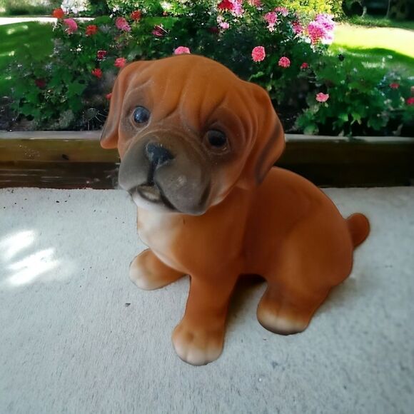 Vintage Boxer Dog Puppy Figure Harvey Knox Global Art Porcelain J21B83 1980s.  N - Picture 15 of 16